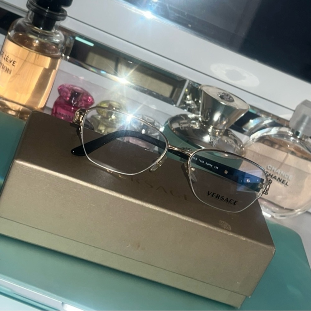 Versace Gold Frame Sunglasses with Black Lenses